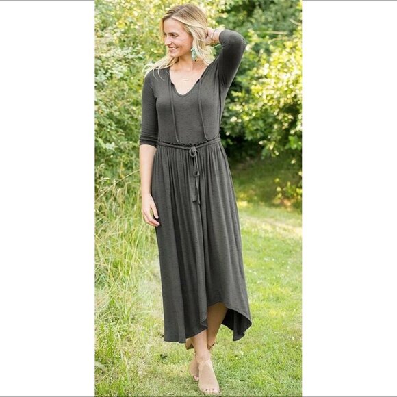 Matilda Jane Go West midi dress gray black space dye knit stretch shift new XXL - Picture 1 of 5